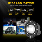 3" 8D Lens LED Work Lights for Car SUV Off Road