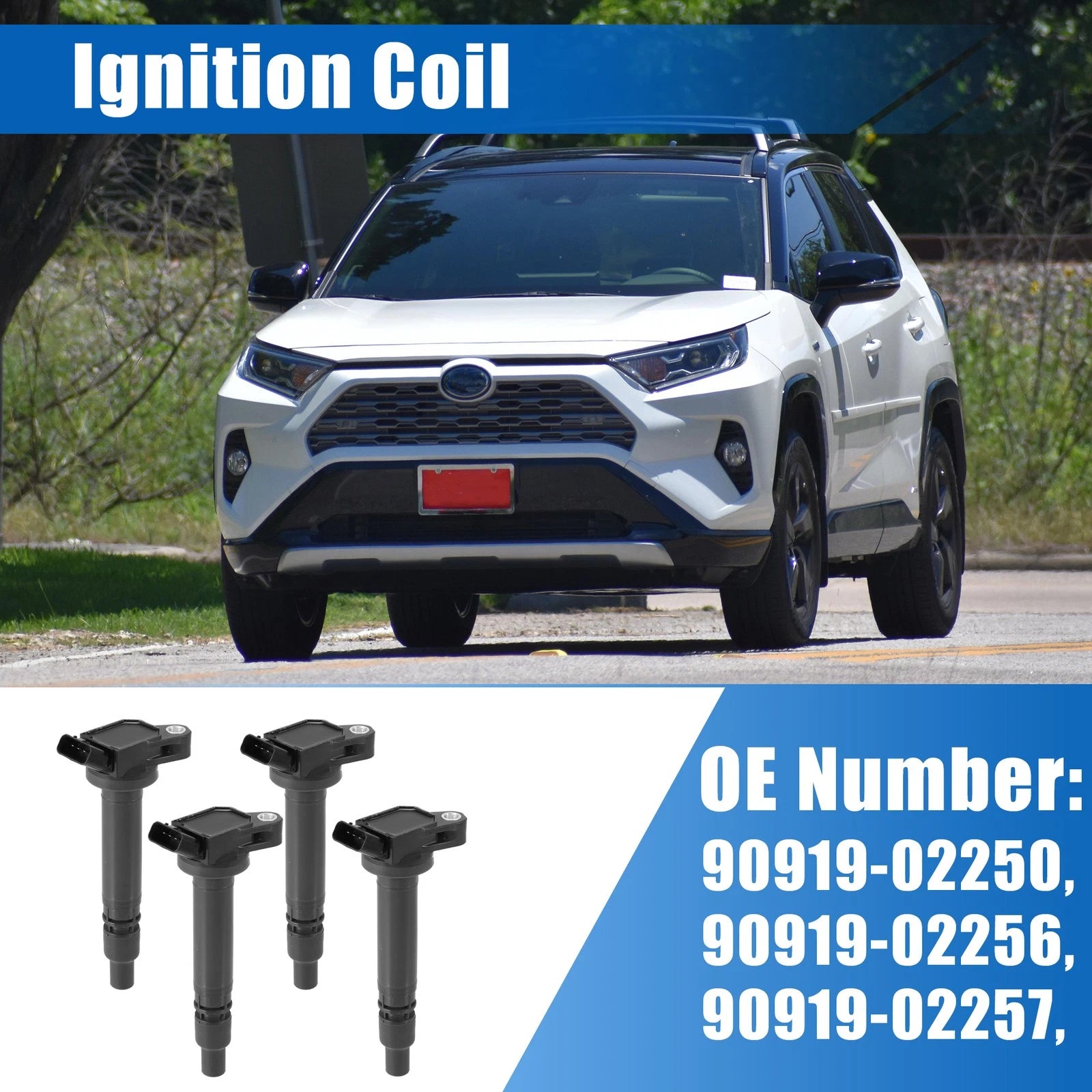 Set of 4 Ignition Coils for Toyota 4Runner (2010–2022) 90919-02250 90919-02256