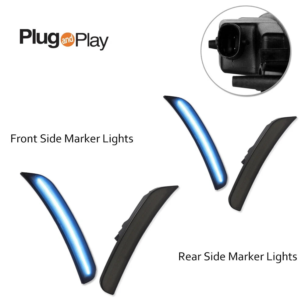 Set of 4 Smoke Lens Ice Blue LED Side Marker Lights for Chrysler 300 (2015–2023)