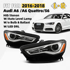 HID Headlights for Audi A6 S6 (2016–2018) w/Auto Leveling, Left+Right Pair