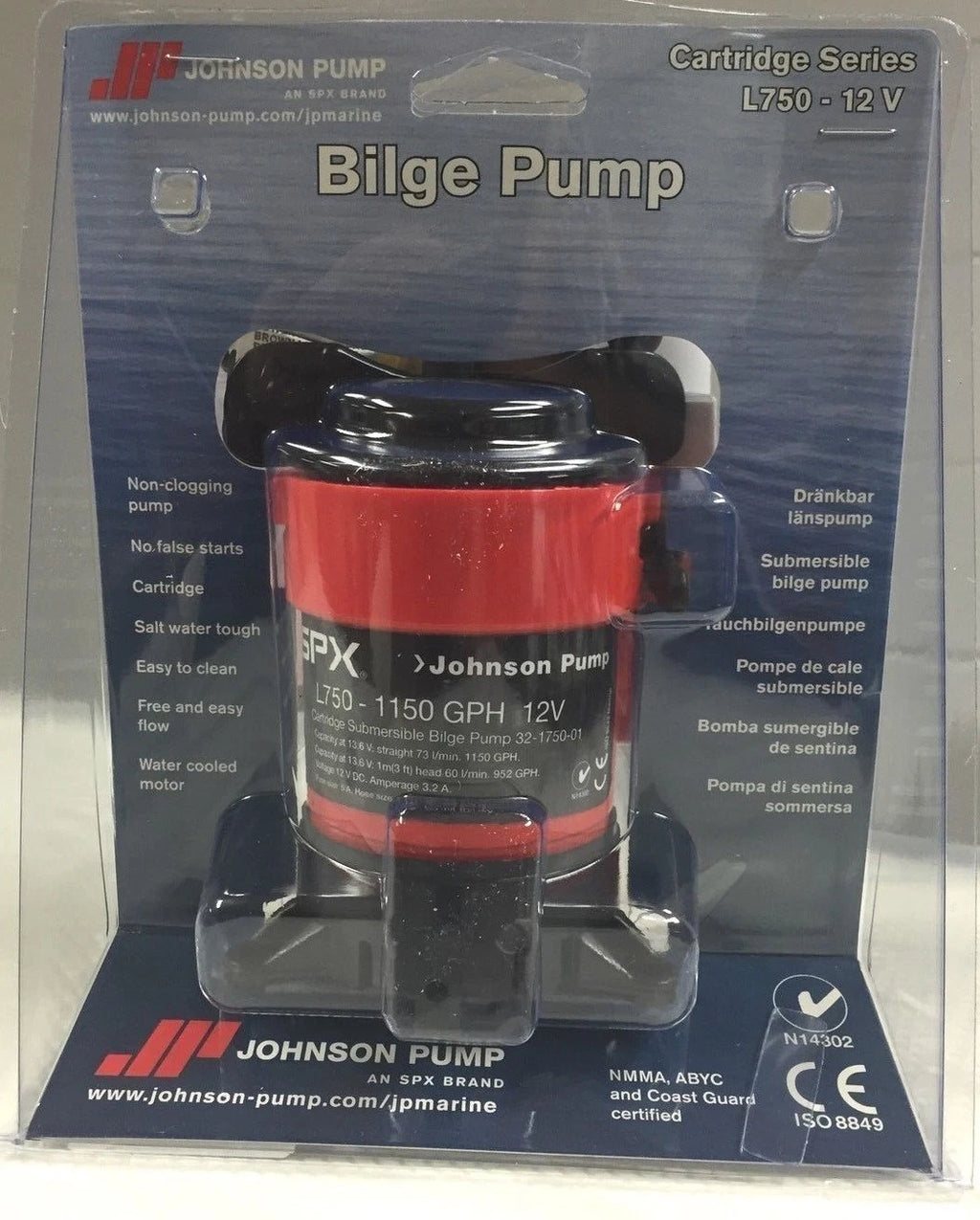 Submersible Bilge Pump L750 for Johnson (12V, 1150 GPH, 32-1750-01)