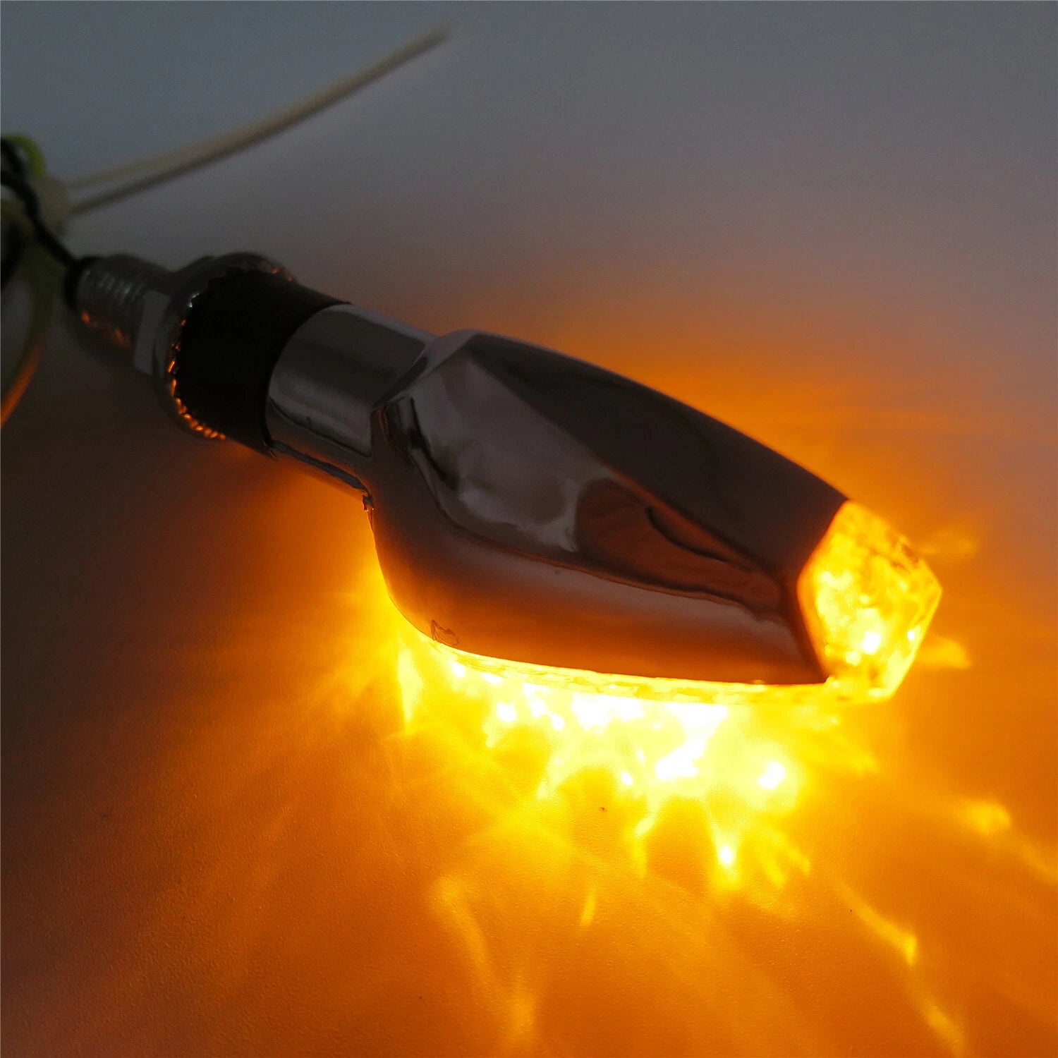 LED Motorcycle Dual Sport Turn Signal for Suzuki Kawasaki Honda Yamaha (Chrome)