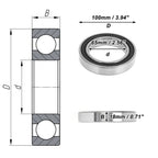 Deep Groove Ball Bearing 6013VV for Scooter Skateboard (P0 65x100x18mm)