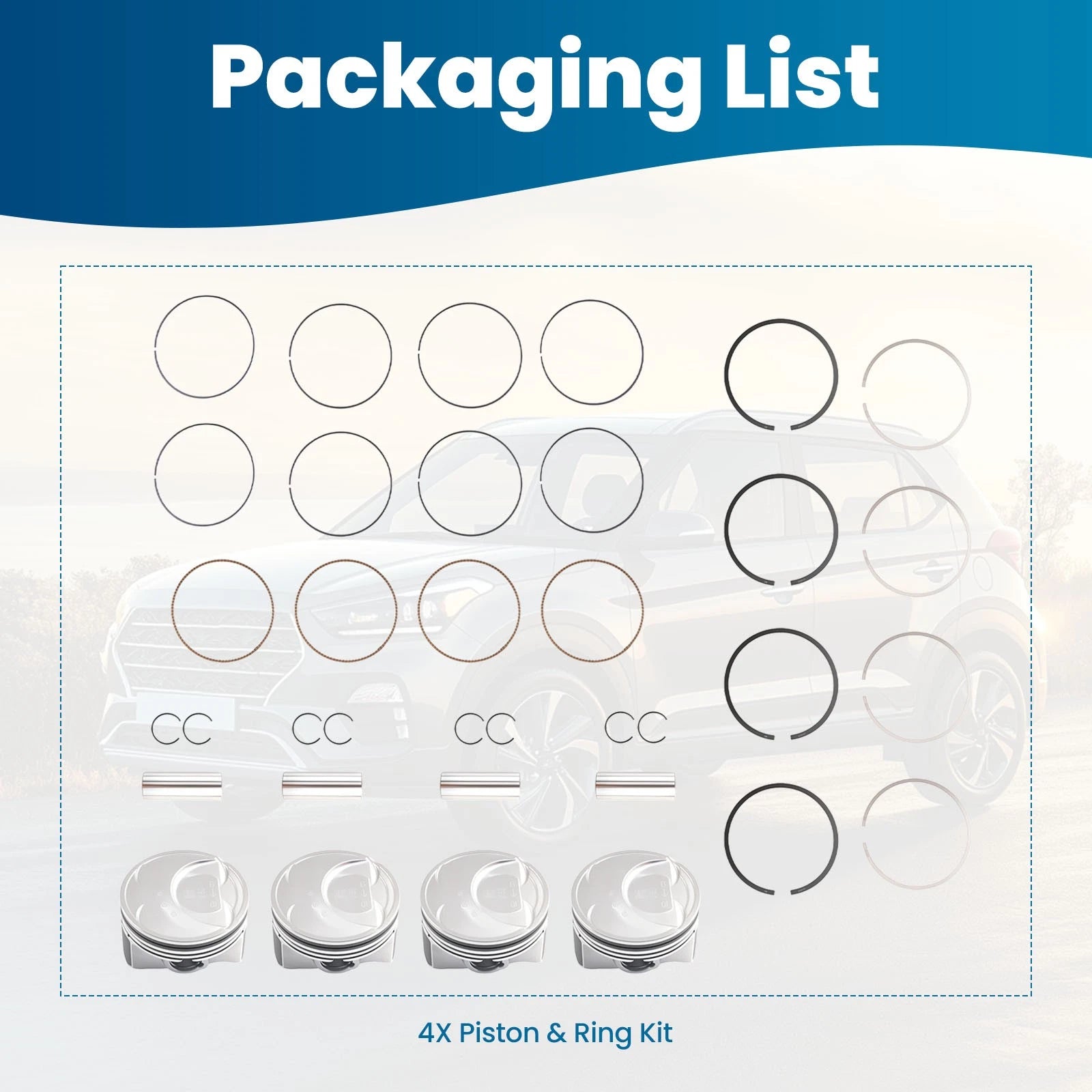 Piston Ring Kit for Hyundai Creta Elantra Tucson 2.0L (2014–2022)
