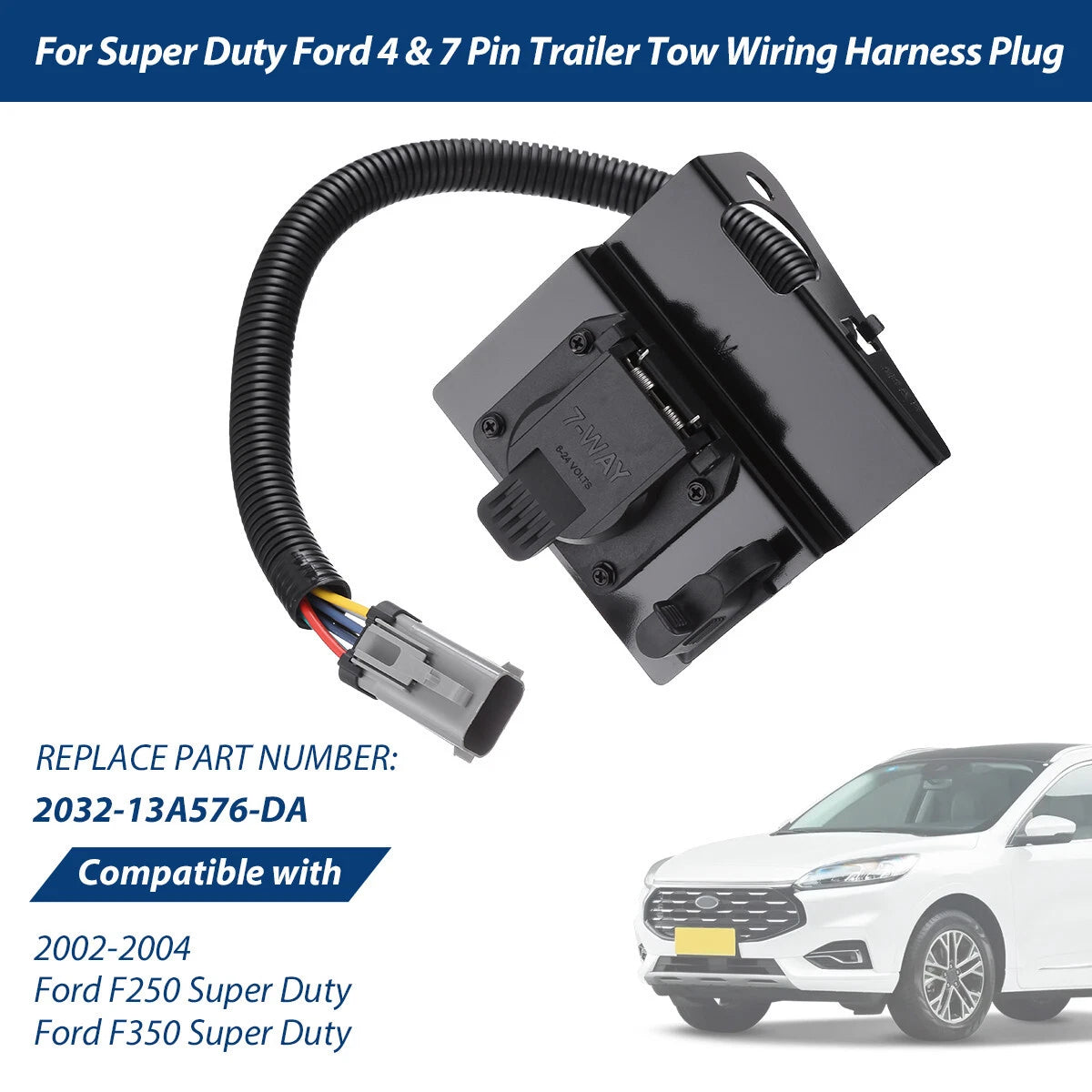 Trailer Tow Wiring Harness 4 & 7 Pin Plug for Ford F-250 F-350 (2002–2004)