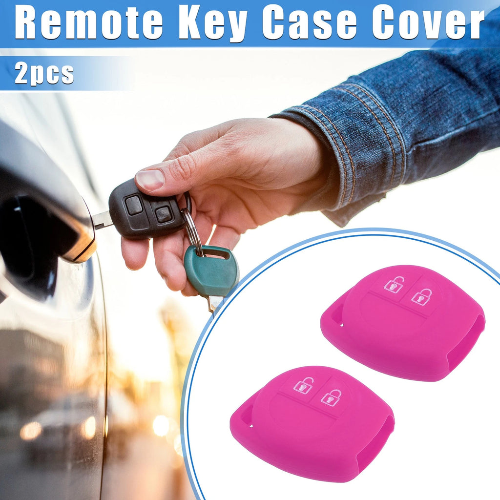 2X Key Fob Case Protector for Suzuki (2 Button) - Silicone Rose Red