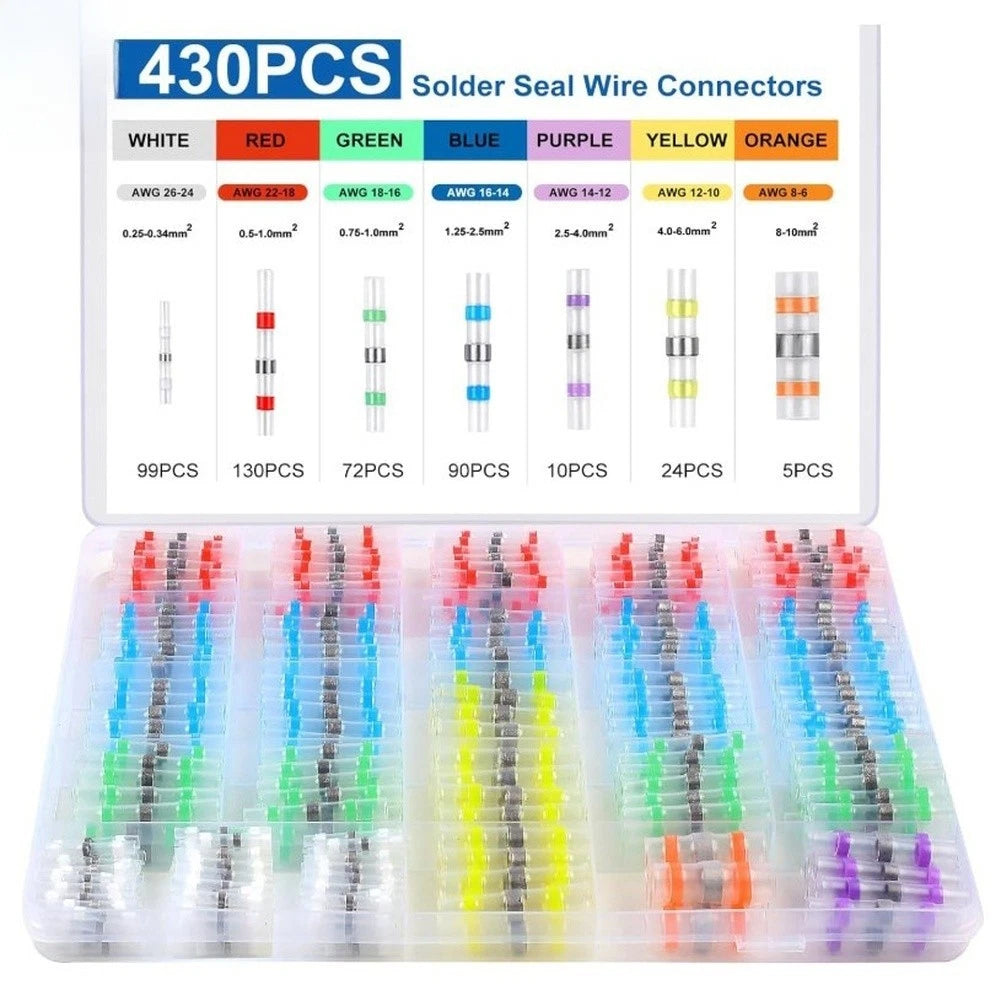 430PCS Waterproof Solder Seal Heat Shrink Wire Connectors Kit for Automotive