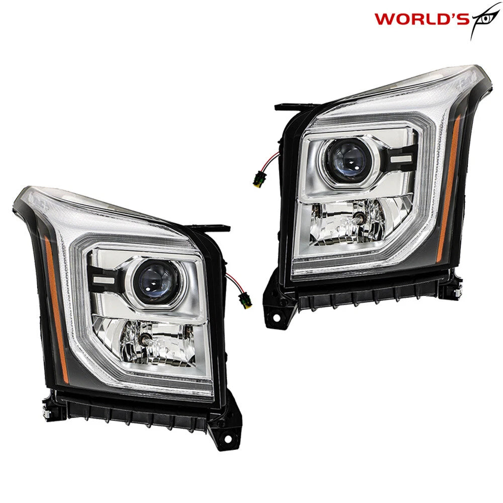 Set of 2 HID LED DRL Projector Headlights for GMC Yukon XL (2015–2020)