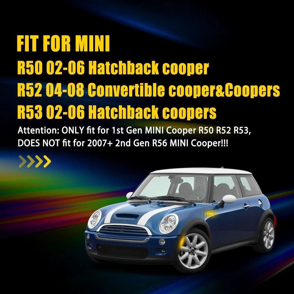 Set of 6 Smoke Lens LED Front Side Marker Lights for Mini Cooper (2002–2008)