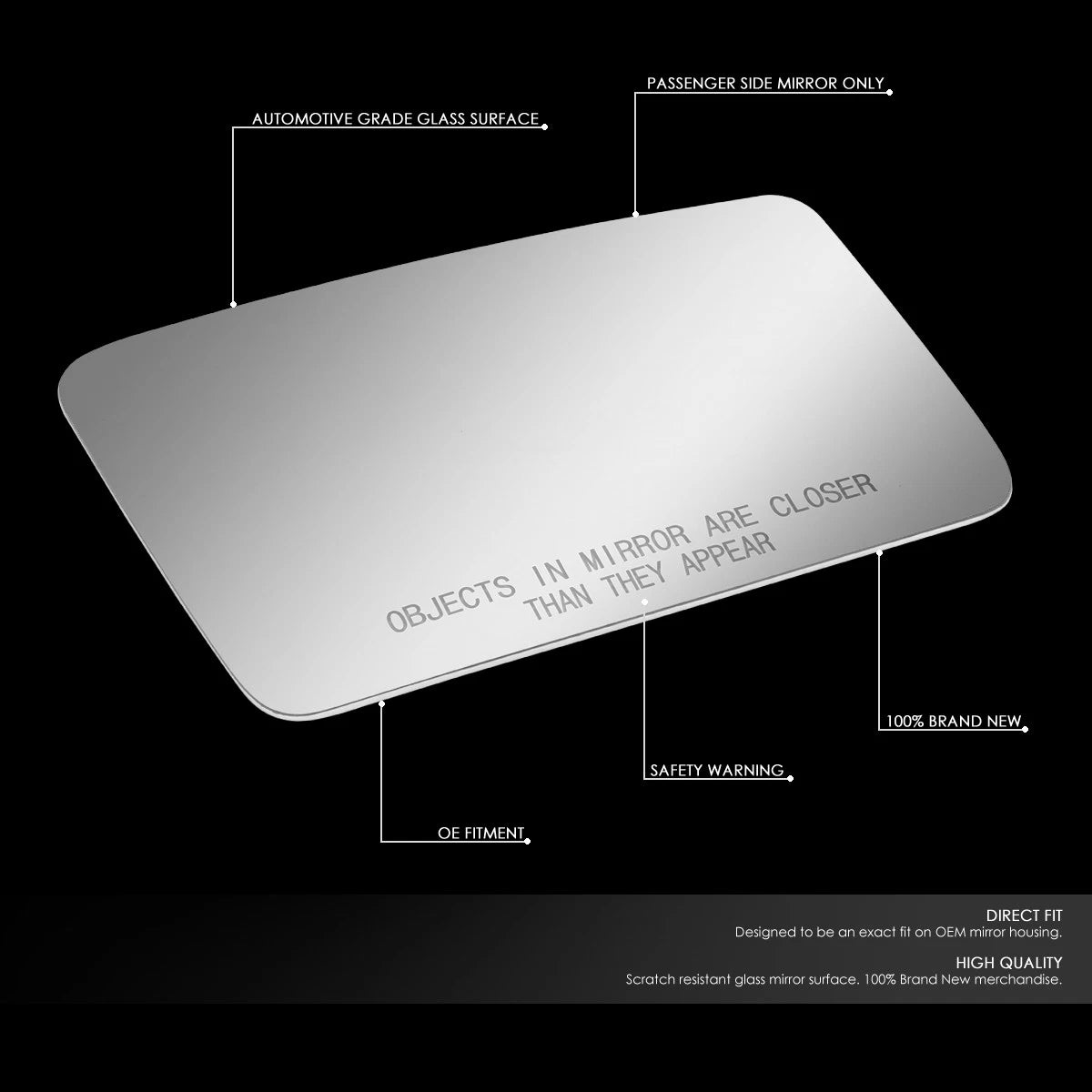 Right Side Mirror Glass Replacement Lens for Dodge Grand Caravan/Voyager (1984–1990)