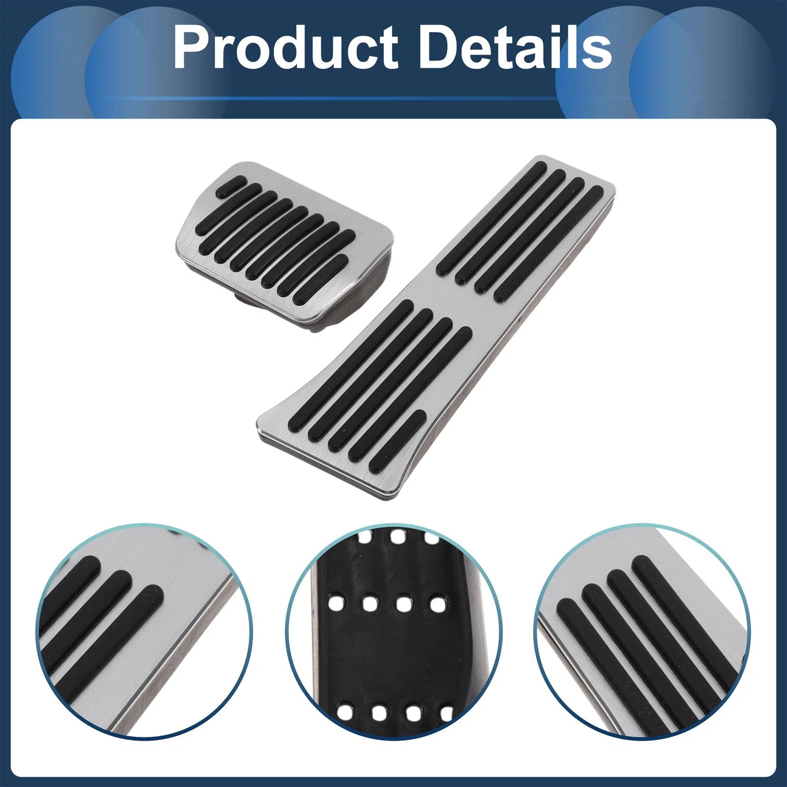2Pcs Accelerator Pedal Covers for Ford Explorer (2020–2023) Silver Tone