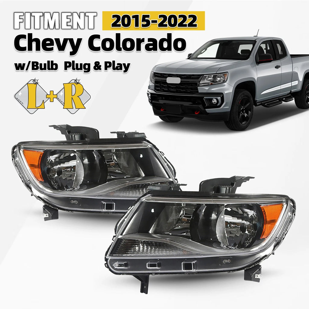 Set of 2 Halogen Headlights w/Bulb for Chevy Colorado (2015–2022)