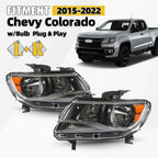 Set of 2 Halogen Headlights w/Bulb for Chevy Colorado (2015–2022)