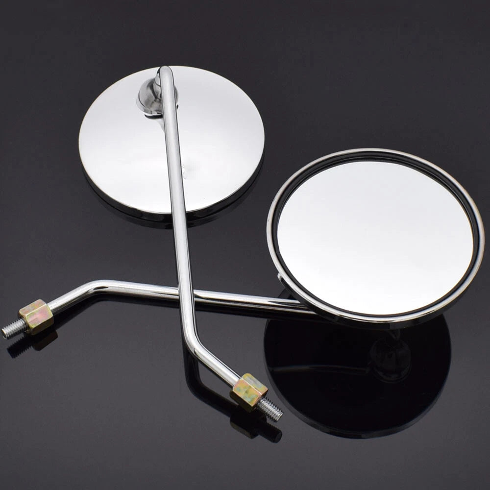 Set of 2 Chrome 10mm Rear View Mirrors for Universal Motorcycle Scooter