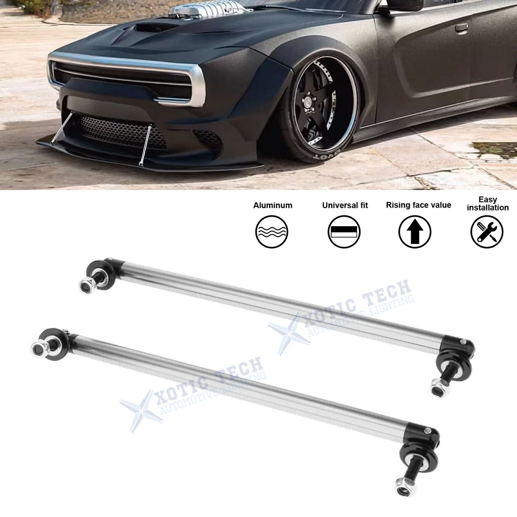 Silver Front Bumper Lip Splitter Strut Rod Tie Support Bar for Dodge (7.87")