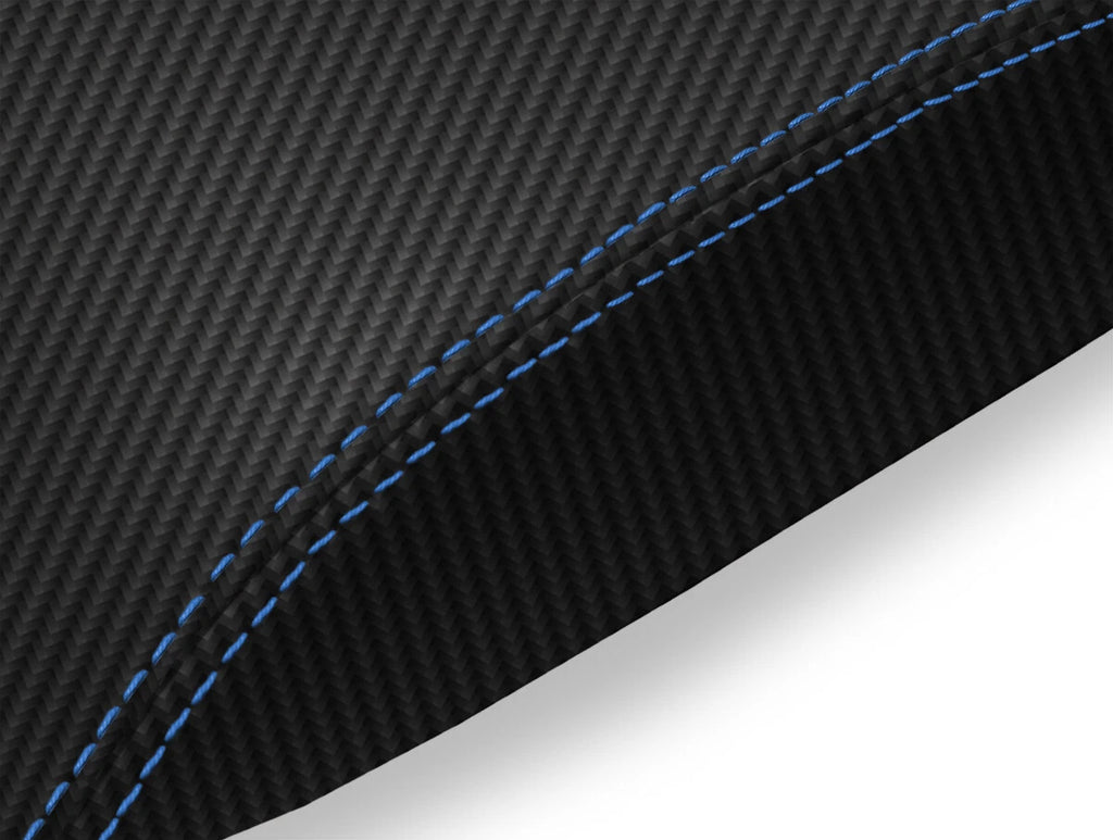 Console Lid Armrest Cover for Pontiac GTO (2004–2006) Carbon Fiber Blue Stitch