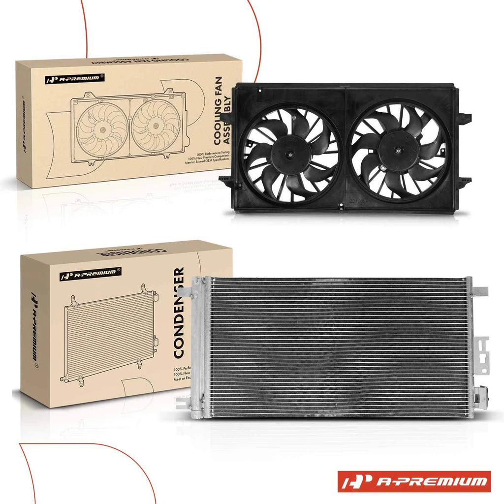 AC Condenser & Dual Cooling Fan Assembly for Chevy Malibu (2006–2012)
