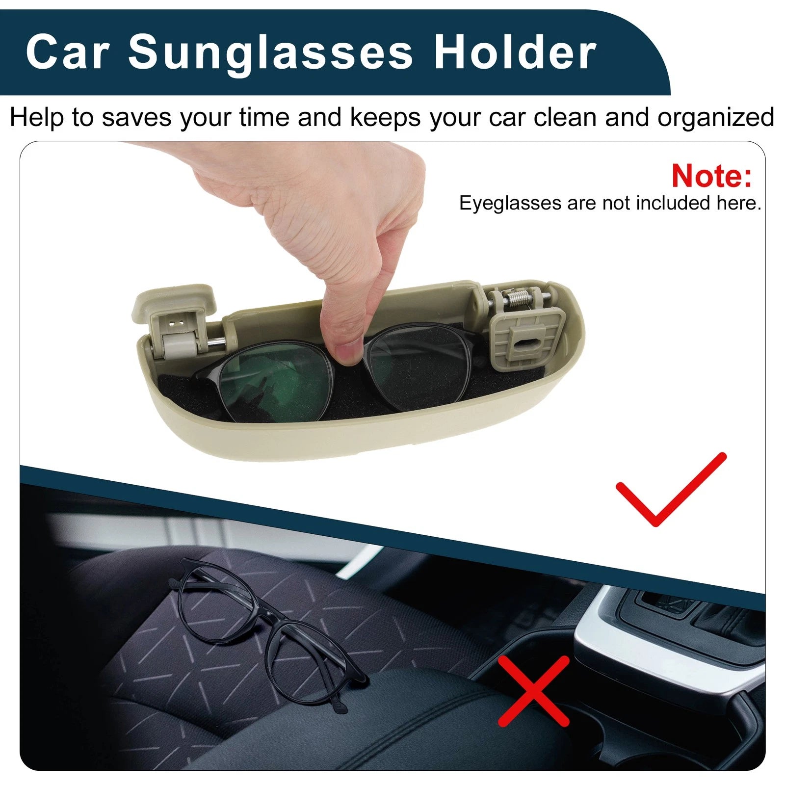 Sunglasses Case for Mitsubishi Outlander (2013–2023) Eyeglasses Holder Beige