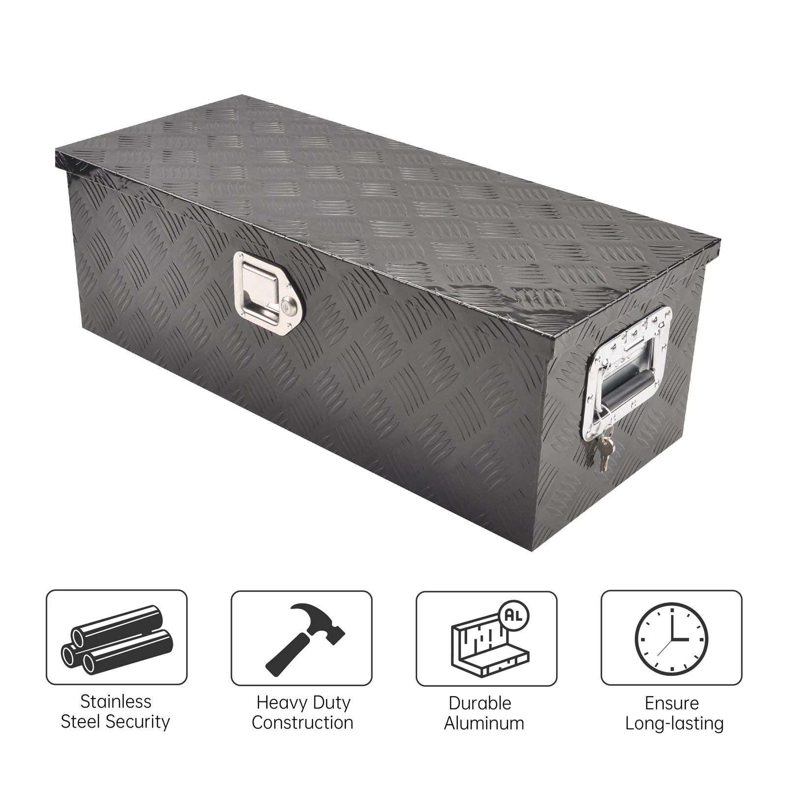 30" x 13" x 10" Black Aluminum Tool Box for Pickup Truck (Fits )
