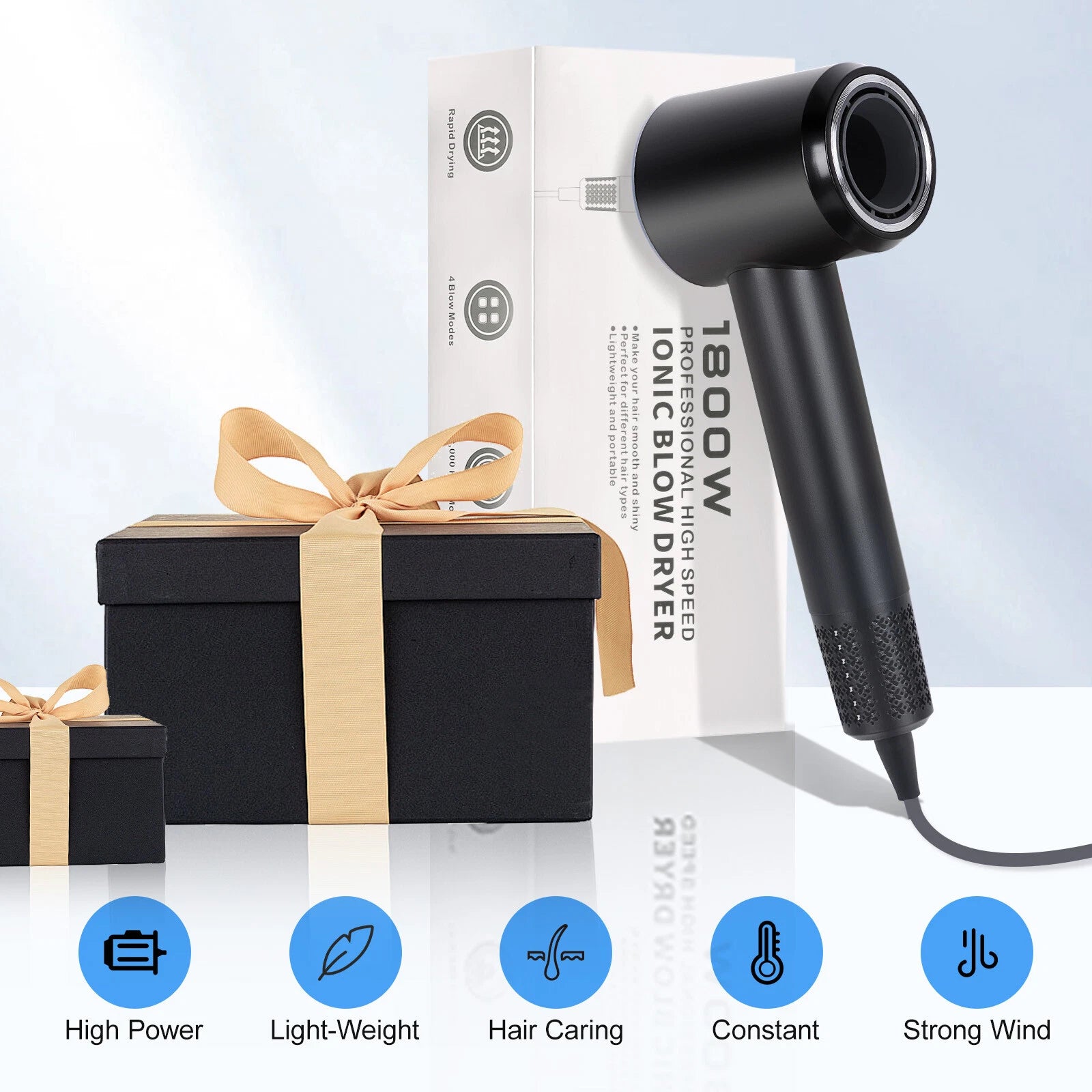 2X Black Hair Dryer with Negative Ions
