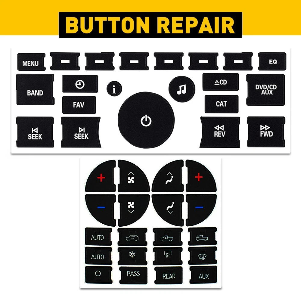 Radio and Climate Control Button Repair Decals for GM GMC Chevy