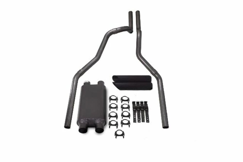 2.5" Dual Exhaust for Chevy GMC 2500 (2000–2006) - Dual Inlet, Black Tips