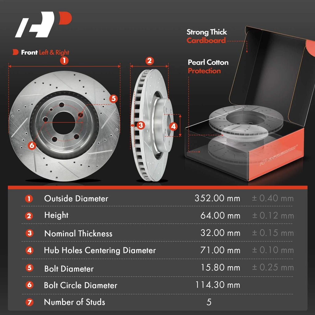 Drilled Brake Rotors & Ceramic Pads for Ford Mustang (2015–2020)