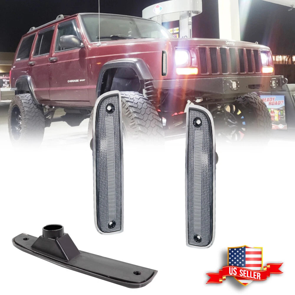 2X Clear Front Side Corner Parking Marker Light Housings for Jeep Cherokee (1997–2001)