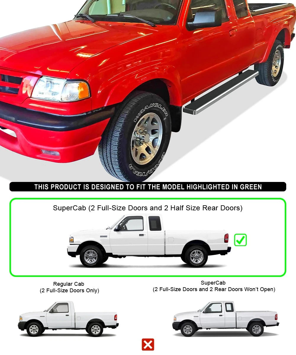 Running Boards for Ford Ranger Super Cab (1999-2011) 6 Inches