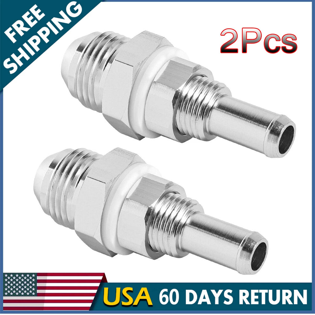 2Pcs -8AN AN8 Male Flare Bulkhead to 3/8 Hose Barb Fuel Fitting Adaptor