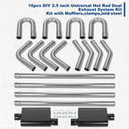 18Pcs 2.5" Mild Steel Mandrel Dual Exhaust Pipe Bend Kit for Custom Applications