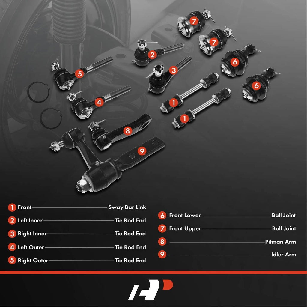 Set of 12 Front Pitman Idler Arm Sway Bar Tie Rod for Ford F-150 (1997–2003)