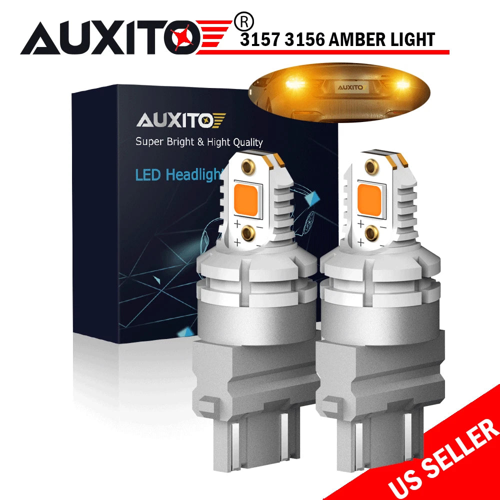 2Pcs 3157 LED Amber Yellow Turn Signal Parking Bulbs for Vehicles