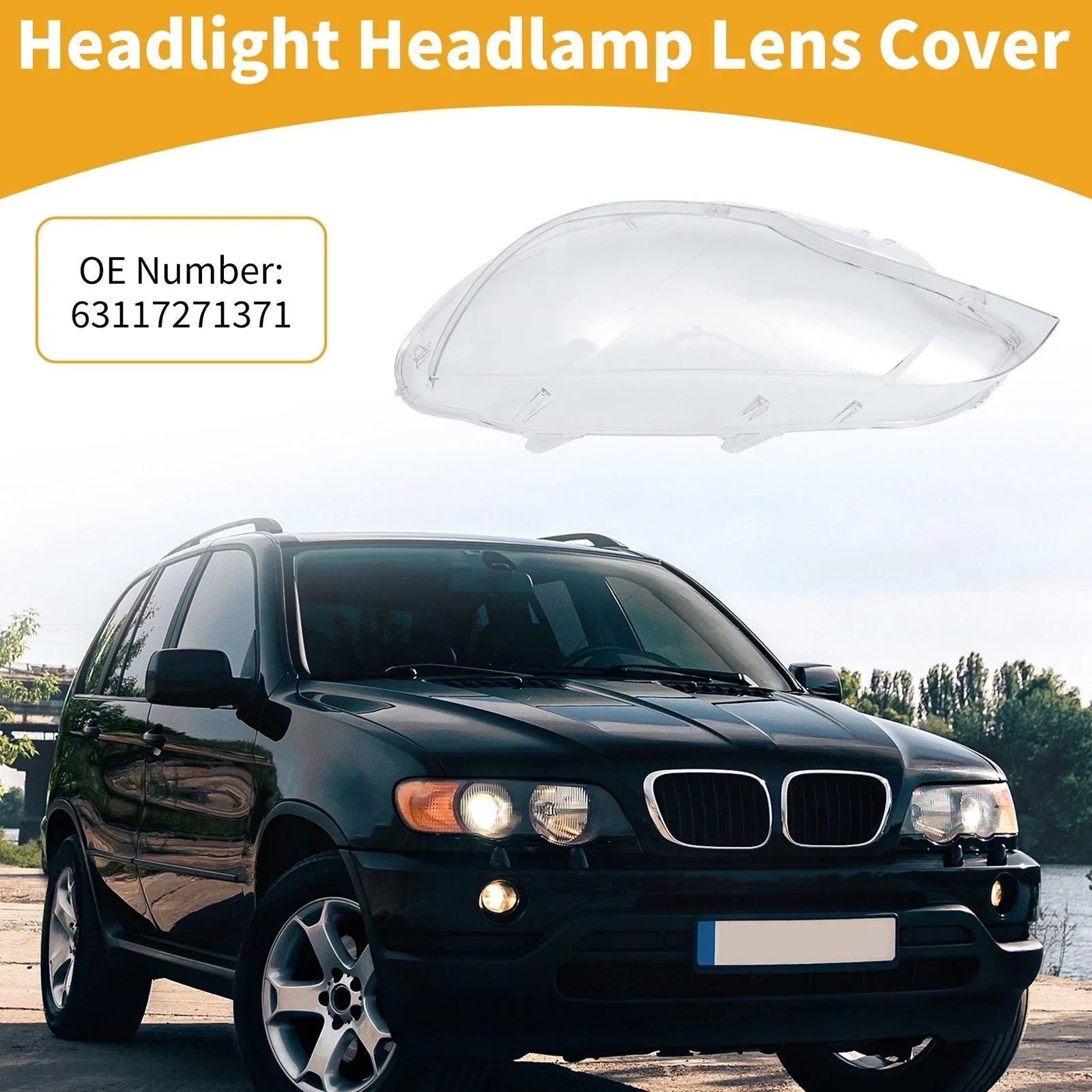 1 x Car Front Left Headlight Lens Cover for BMW X6 (2008-2014) Clear