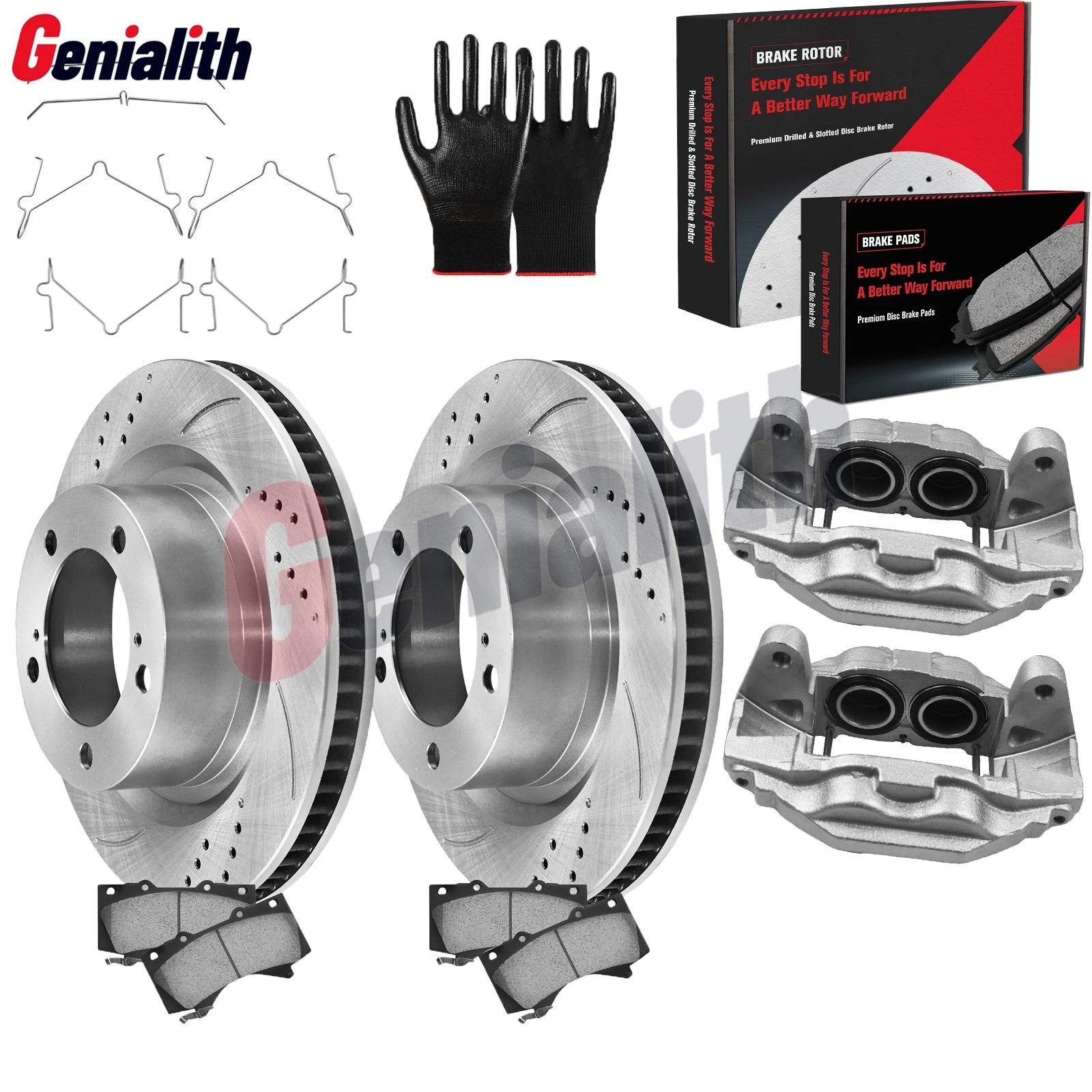 Front Disc Brake Calipers Pads + Rotors for Toyota Sequoia Tundra (2015–2022)