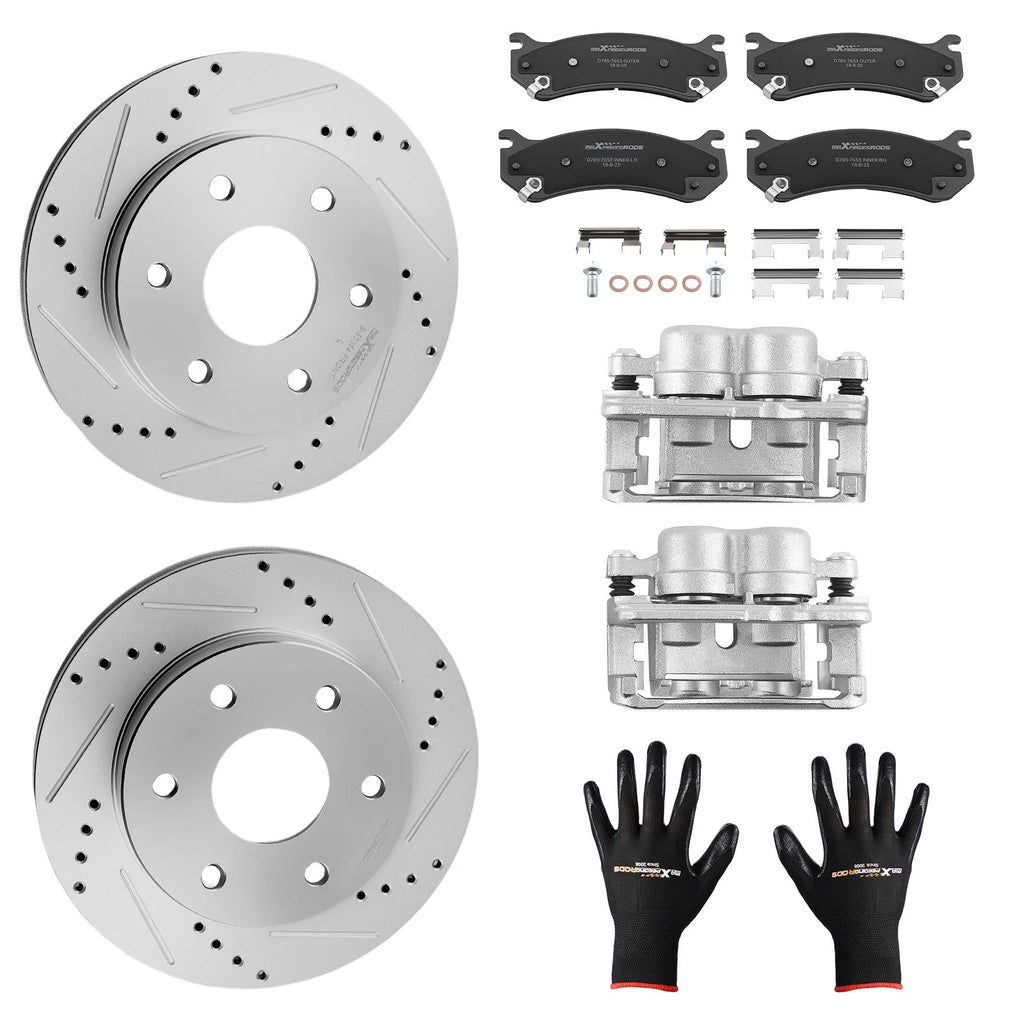 Front Drilled Rotors Brake Calipers Pads Kit for Chevy Silverado 1500 (1999–2006)