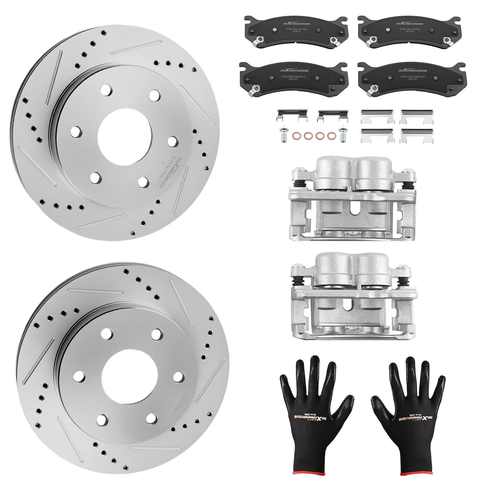 Front Drilled Rotors Brake Calipers Pads Kit for Chevy Silverado 1500 (1999–2006)