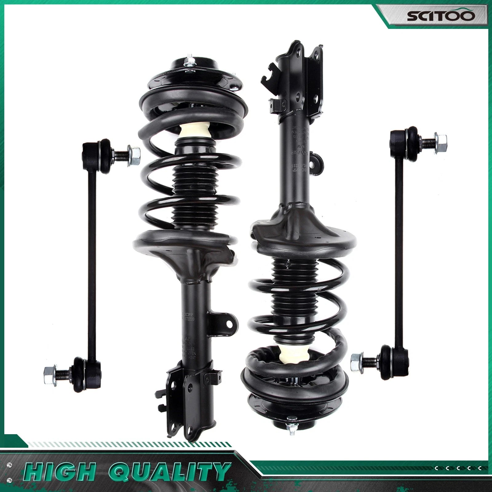 Set of 4 Front Struts w/Coil Spring & Sway Bar End Links for Kia Sportage (2005–2010)