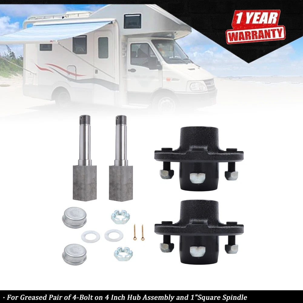 2X Trailer Hub Kit for 4 on 4" Spindle (1" Square)