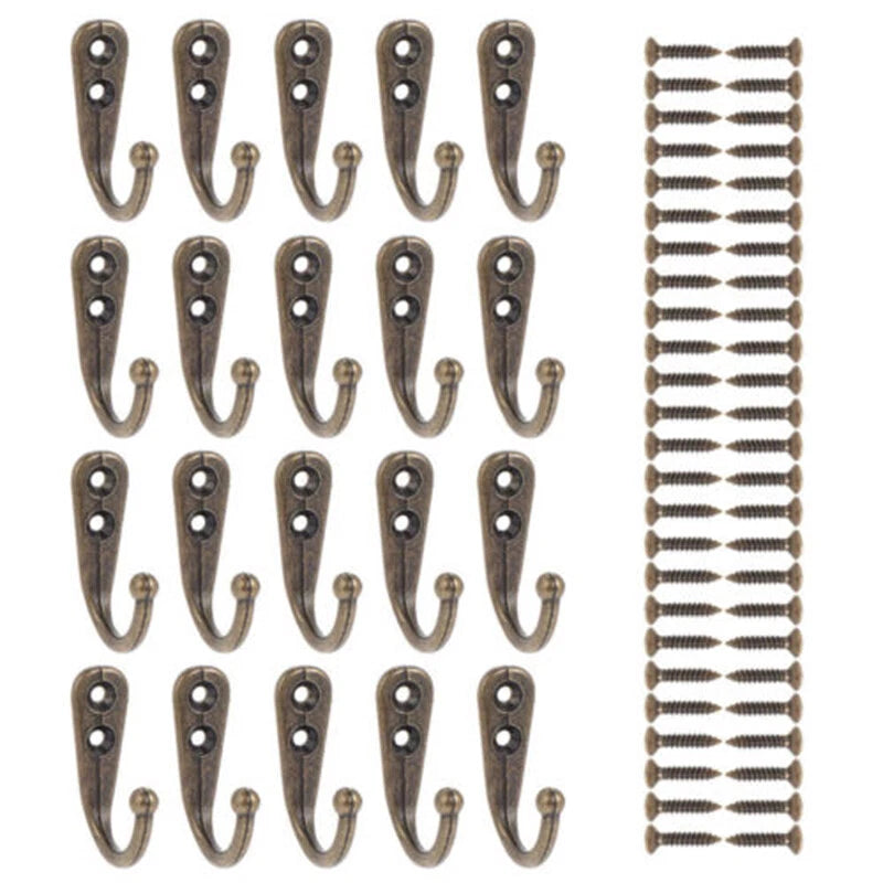 20 Pack Wall Mounted Coat Hooks with Screws for Home Organization