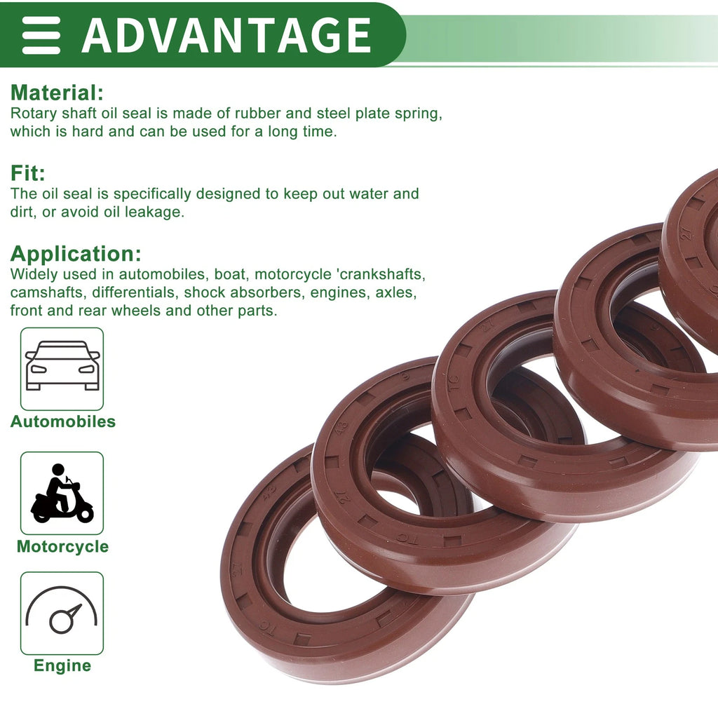 Set of 5 Oil Seal Rotary Shaft Seal FKM Rubber 27x43x9mm