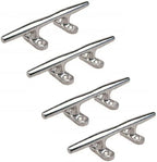 Set of 4 Stainless Steel 4-Inch Open Base Cleats for Marine Hardware