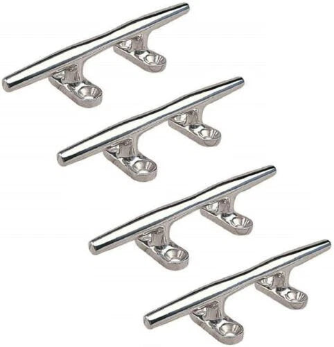 Set of 4 Stainless Steel 4-Inch Open Base Cleats for Marine Hardware