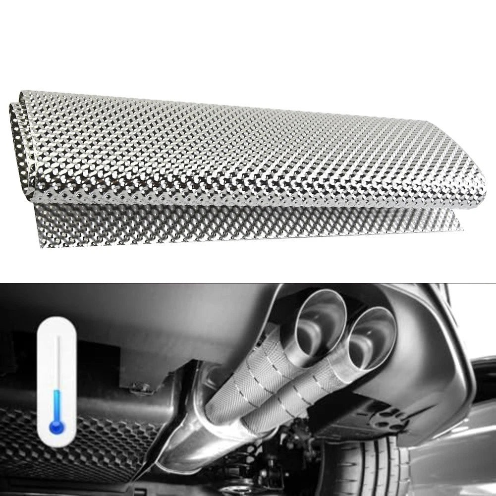 Lightweight Embossed Aluminum Heat Shield for Exhausts and Motors (400x330 mm)