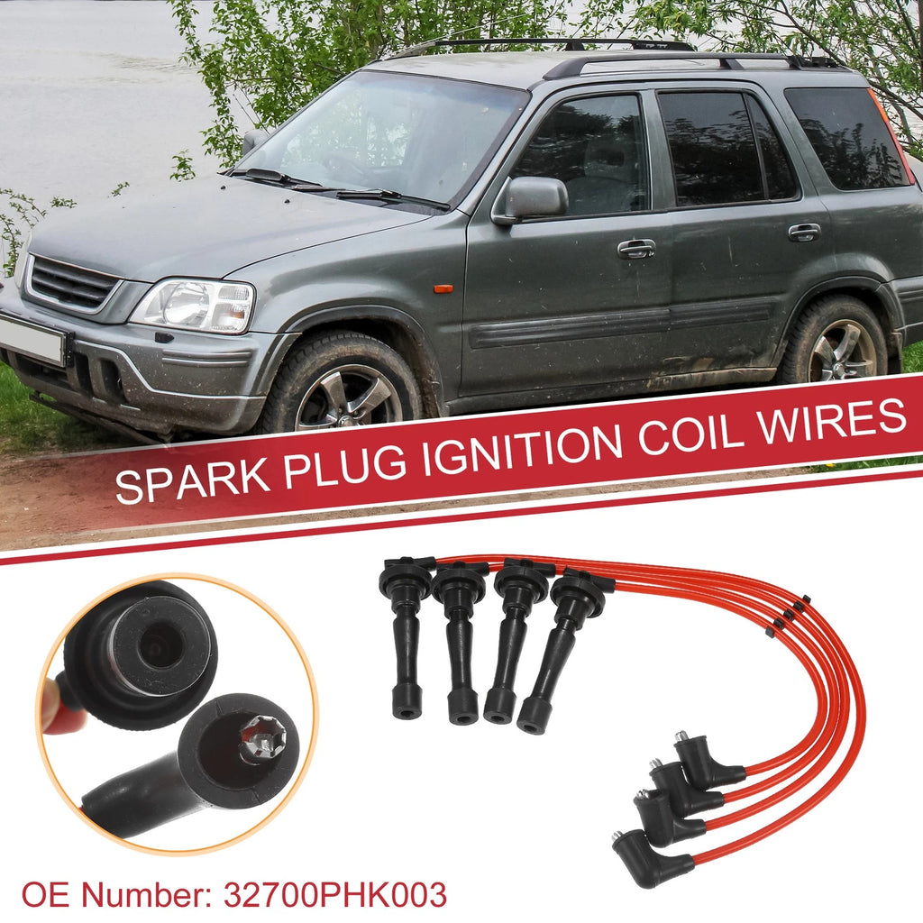 Set of 4 Spark Plug Wire Ignition Coil Cables No. 32700PHK003 for Acura Integra (1996–2001)