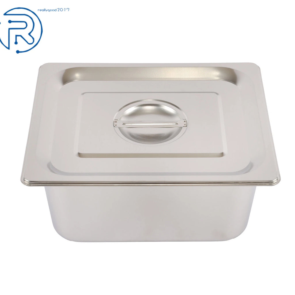 2X Hotel Pans 1/2 Size 6" Deep with Lids Stainless Steel Non-Stick