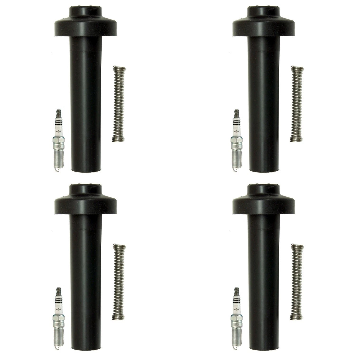 Set of 4 NGK Iridium IX Spark Plugs & Coil Boots for Alero Cavalier Vue (1999–2005)