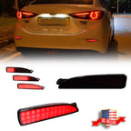 2 Smoked LED Rear Bumper Reflectors for Mazda 3 5 6 (2004–2021)