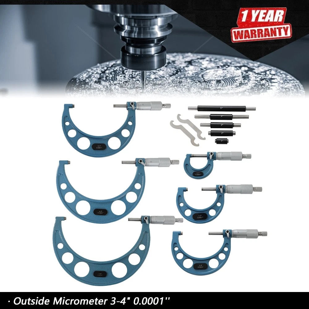 Set of 6 Outside Micrometers 0-6" Precision Carbide Standards