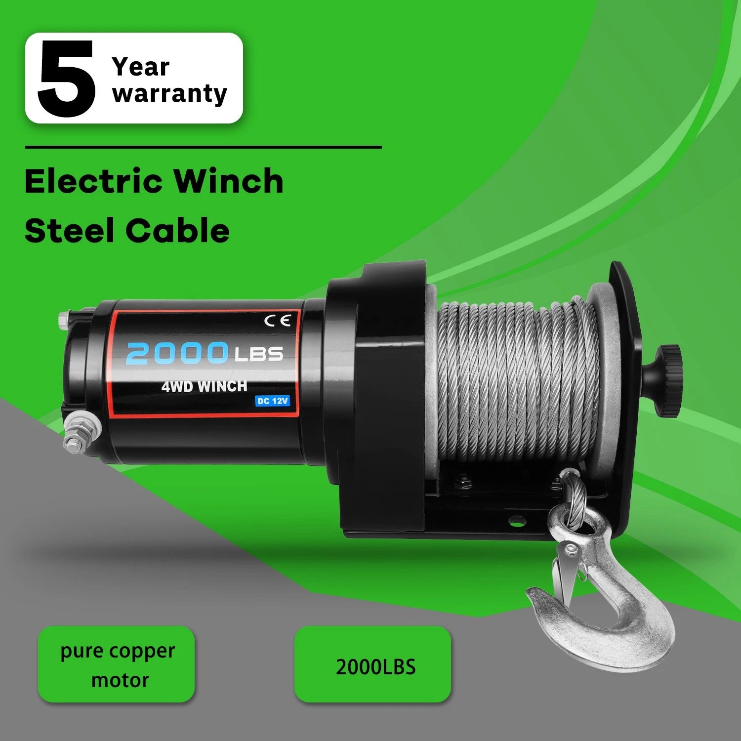 2000LBS Electric Winch for Truck Trailer (2000–2000)